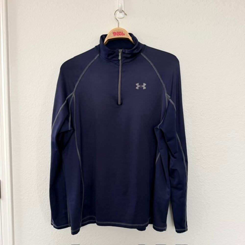 Under Armour Loose 1/4 Zip Men's XL Blue Mock Neck Athletic Gym Casual